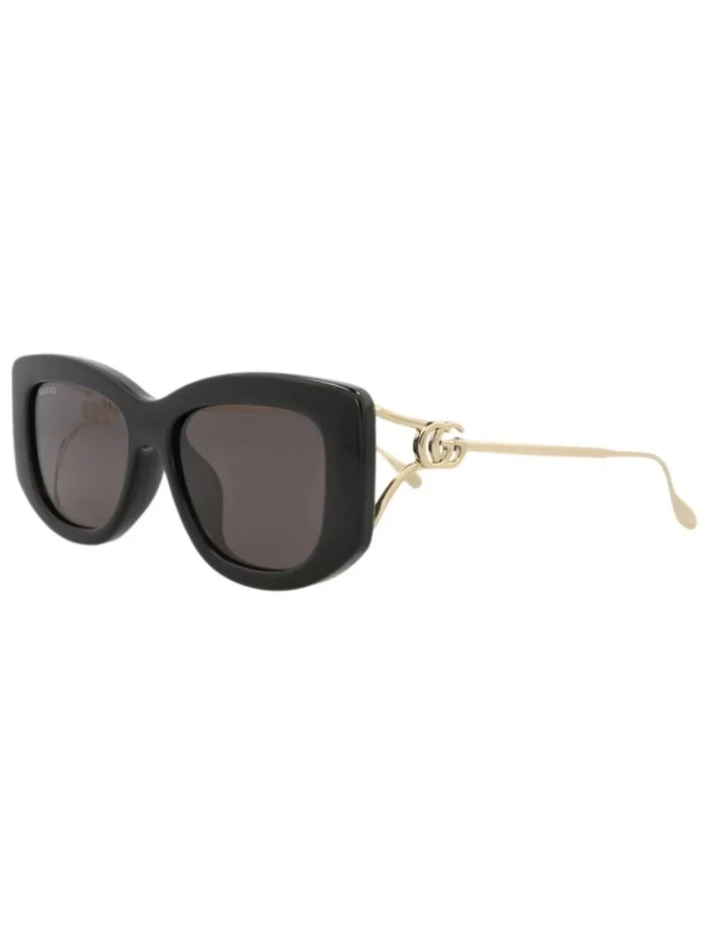 New Gucci Women's Sunglasses Square Rectangle Injection Frame Black Gold Grey